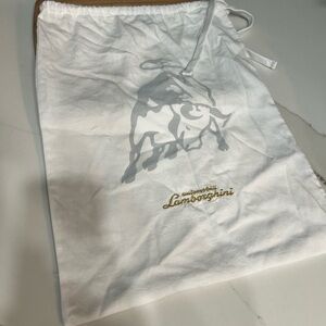 Lamborghini Dust Bag White With Gray, Gold 13.5 X 18 Inches Drawstring